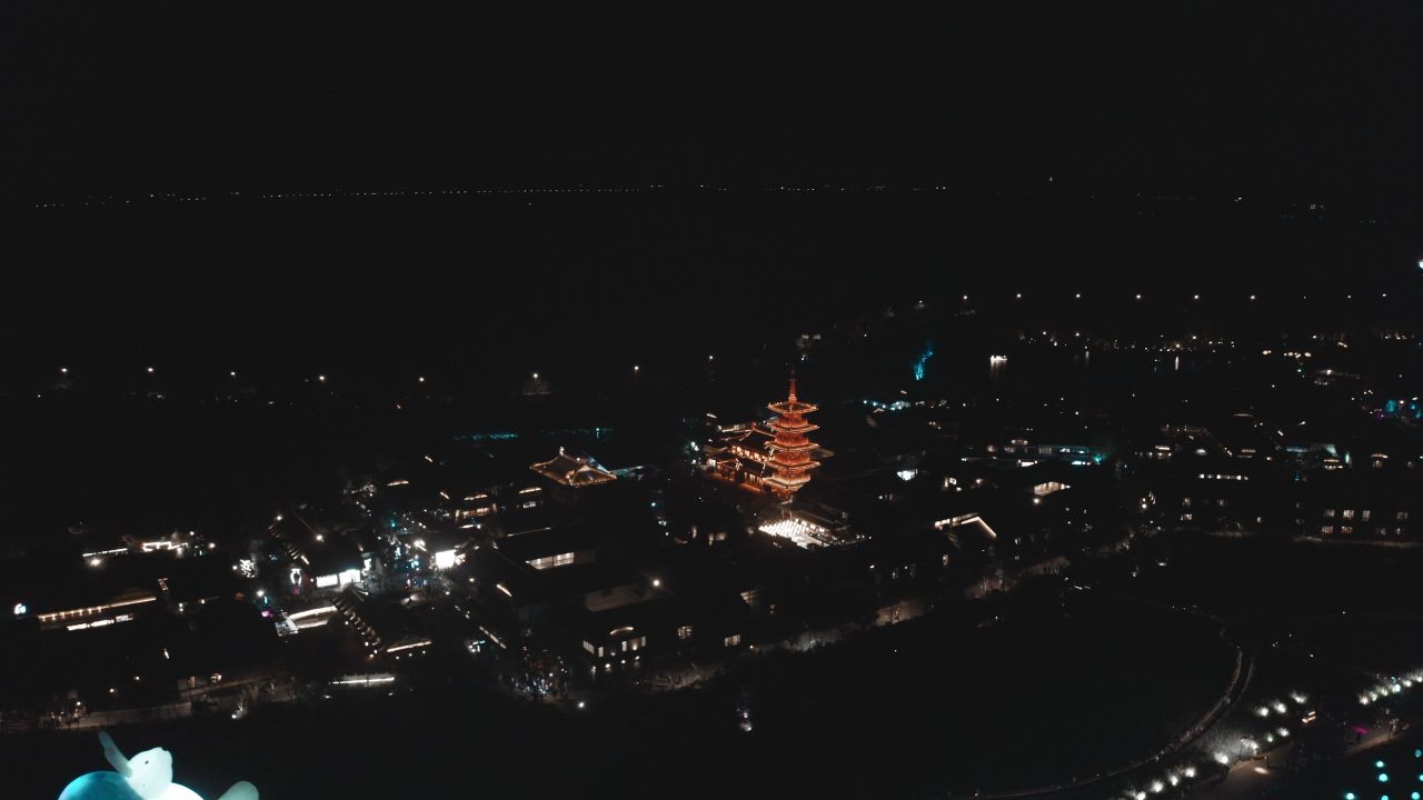无锡拈花湾夜景航拍