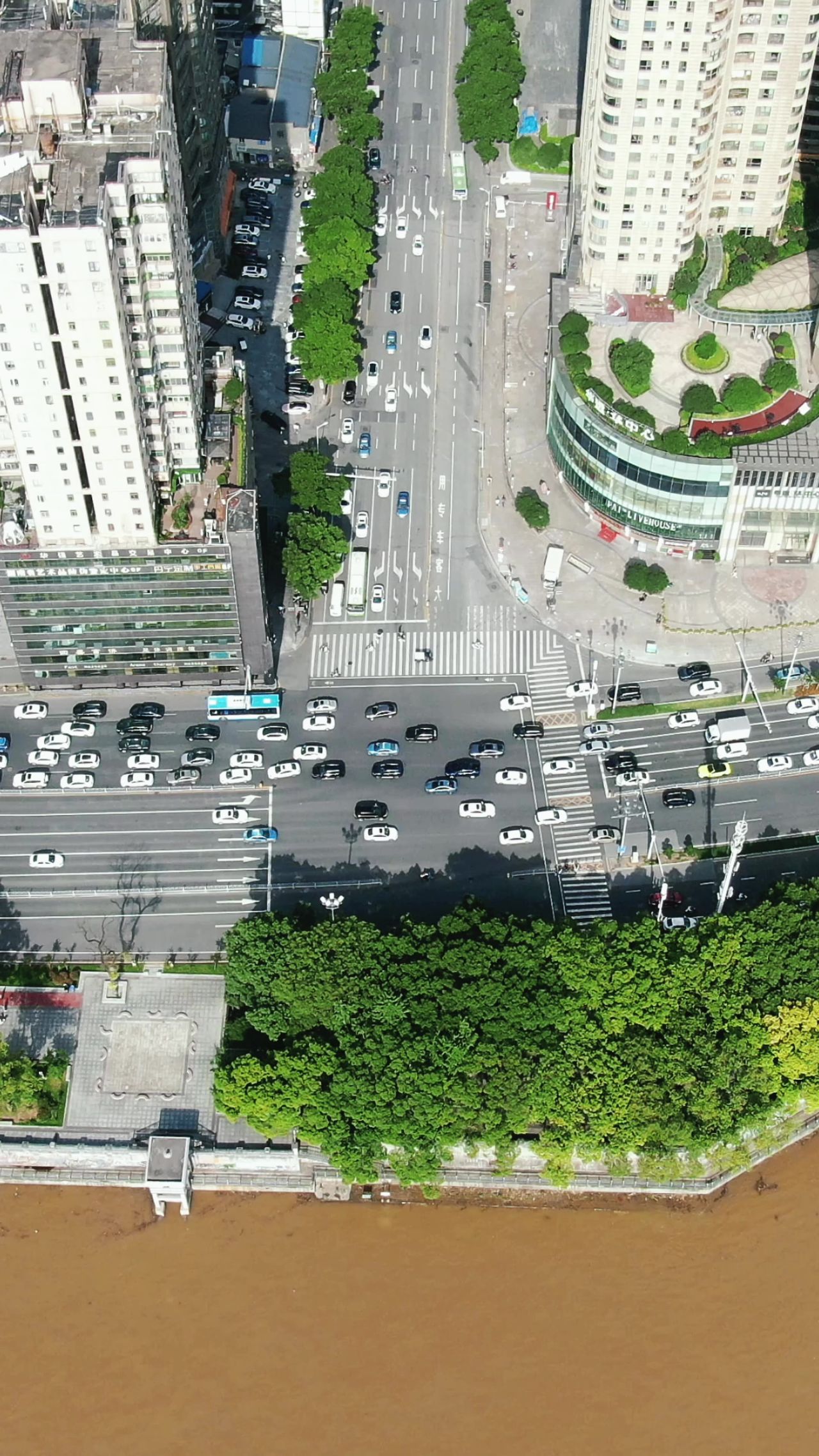 城市航拍湖南长沙城市交通竖屏 