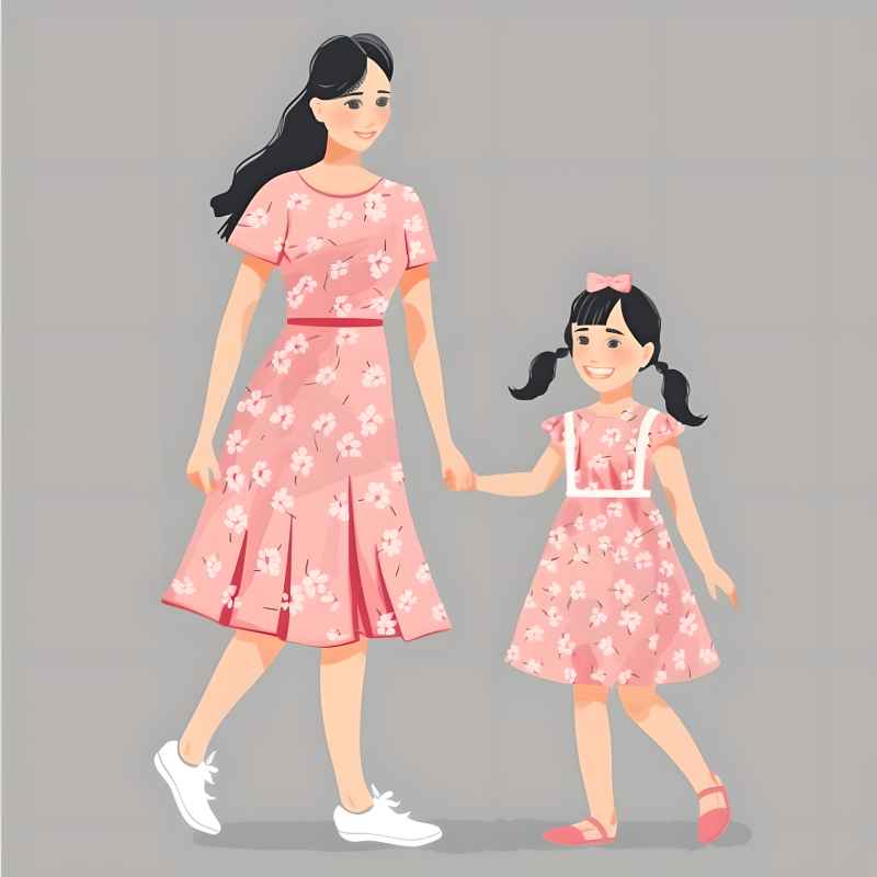 女孩和妈妈牵着手 8