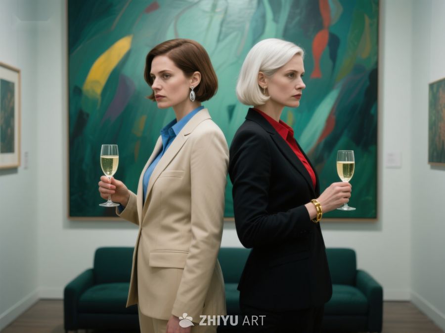 两位女性在艺术画廊品鉴 253