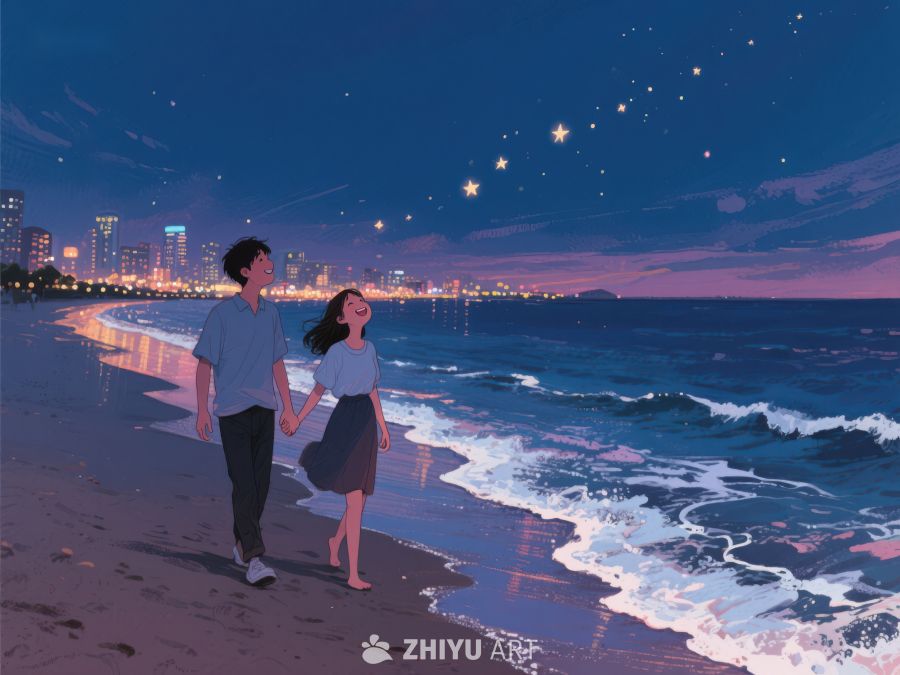 夜幕下的海边漫步 1015