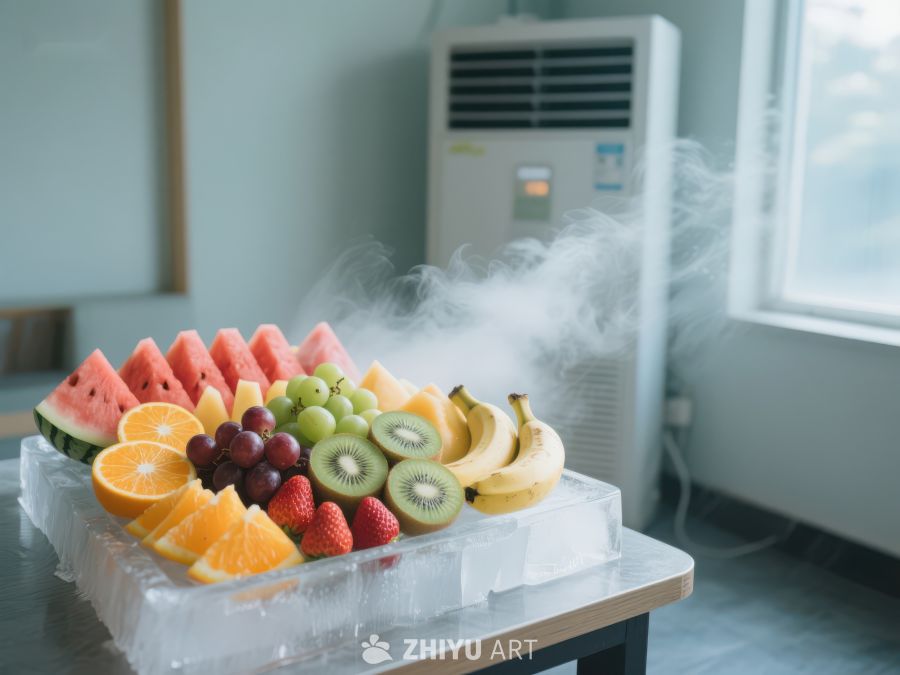 冰块上的新鲜水果拼盘 15