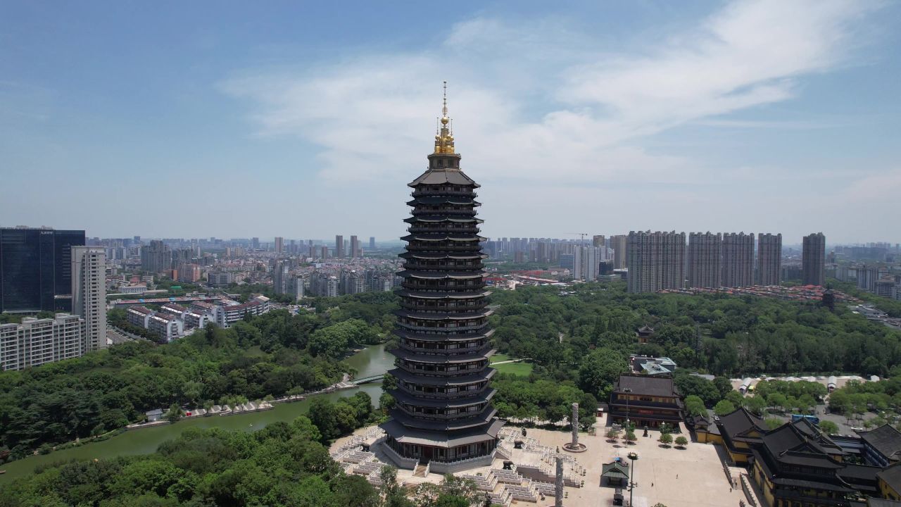 江苏常州城市风光航拍 