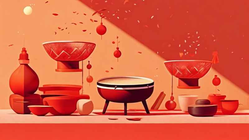 过年春节打太平鼓简约插画 24