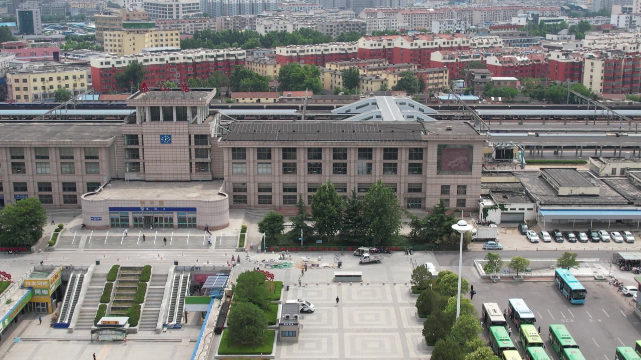 山东泰安城市风光航拍 