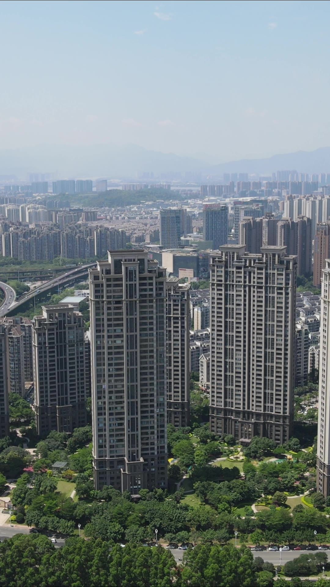 航拍湖南城市城市风光竖屏 