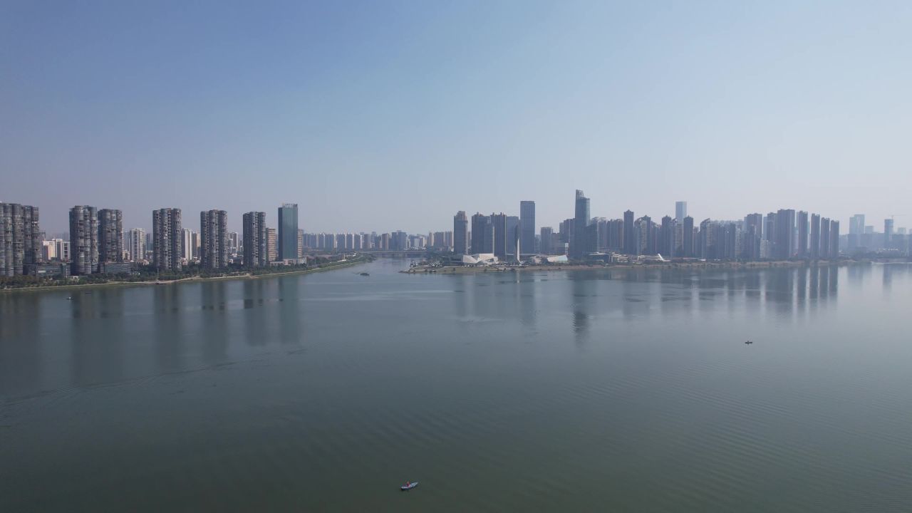 湖南长沙城市风光航拍 