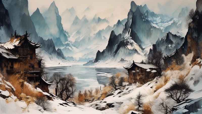 雪山高原冰川插画 77