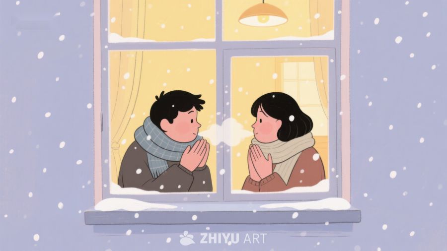 窗前暖意：雪夜中的温馨对话 102