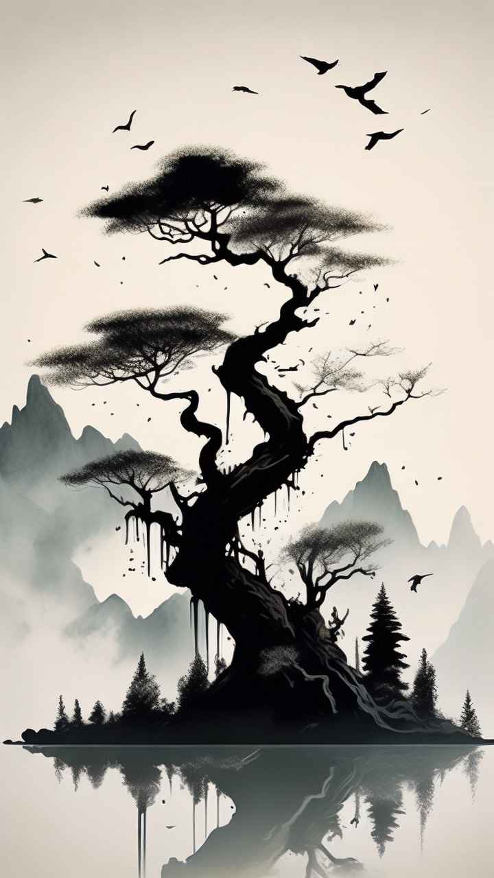 古风山水画唯美背景图 15