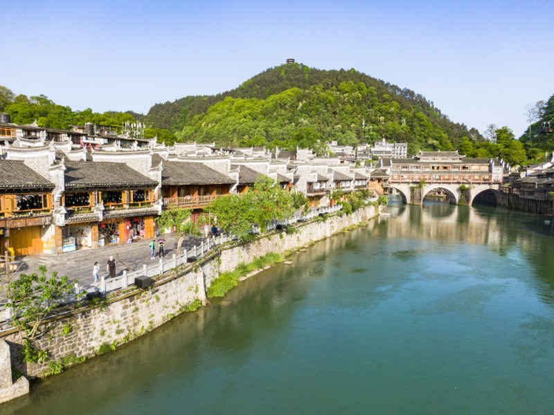 湖南湘西凤凰古城航拍