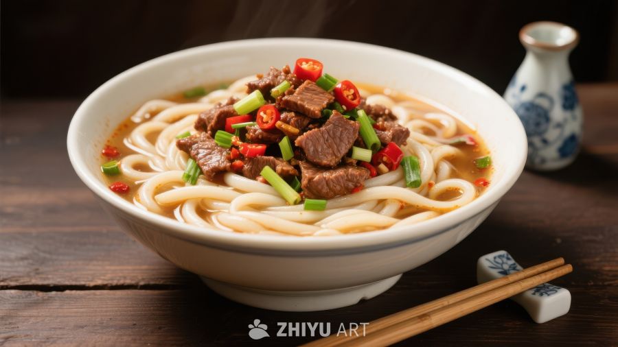 热腾腾的牛肉面