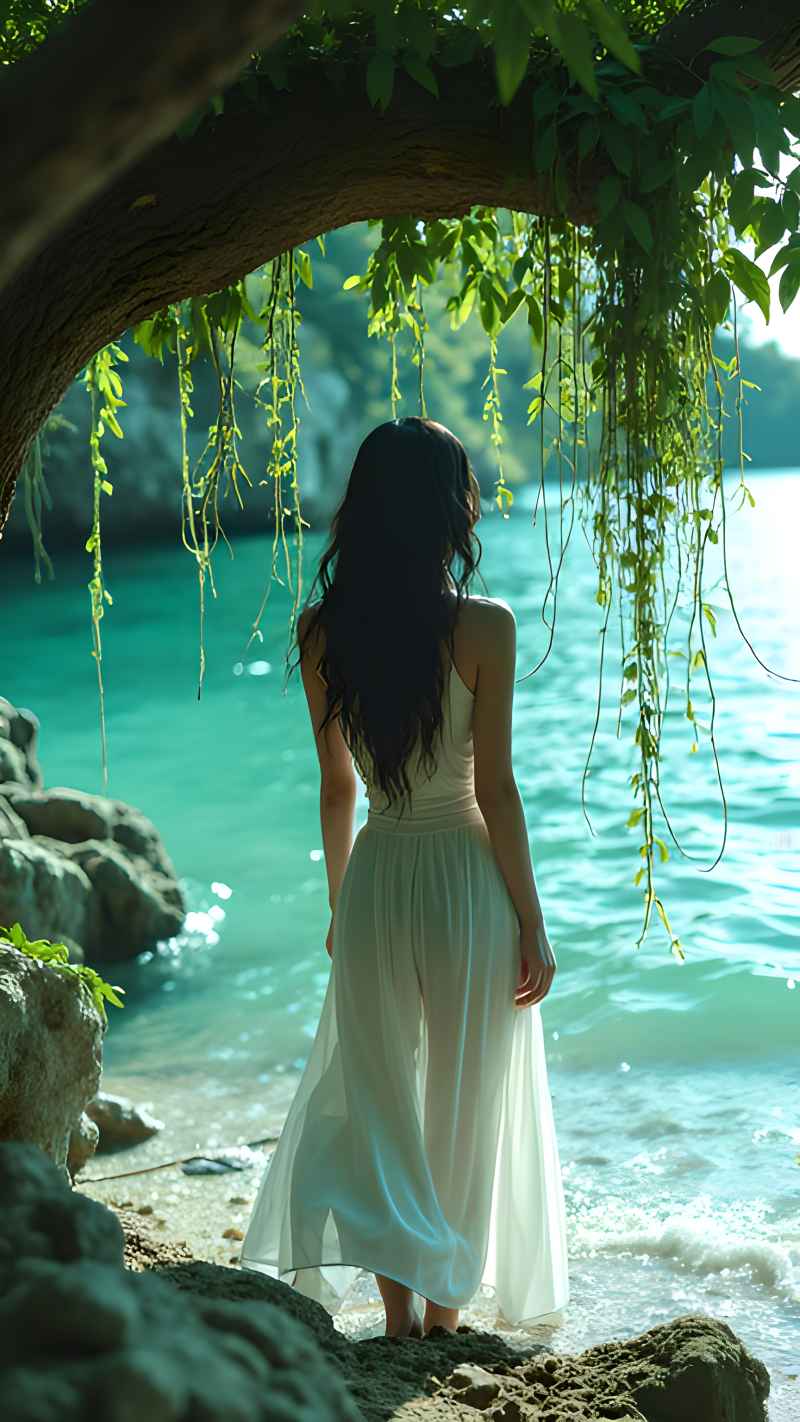 森林系白色连衣裙美女拍色 8