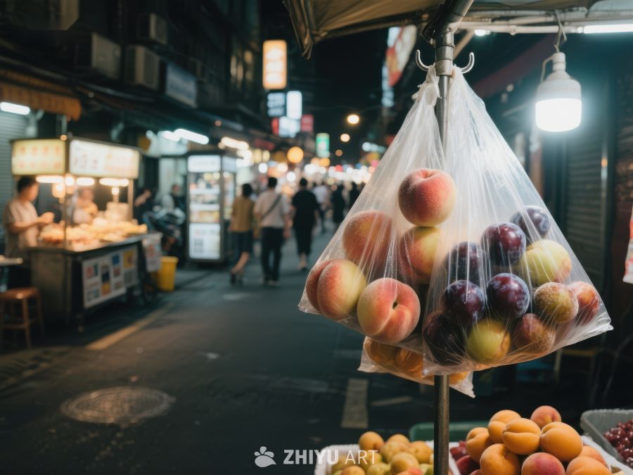 夜市水果摊的温馨景象 686