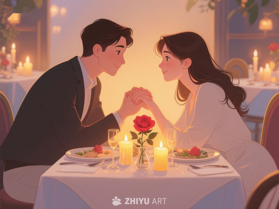 浪漫晚餐中的情侣 435