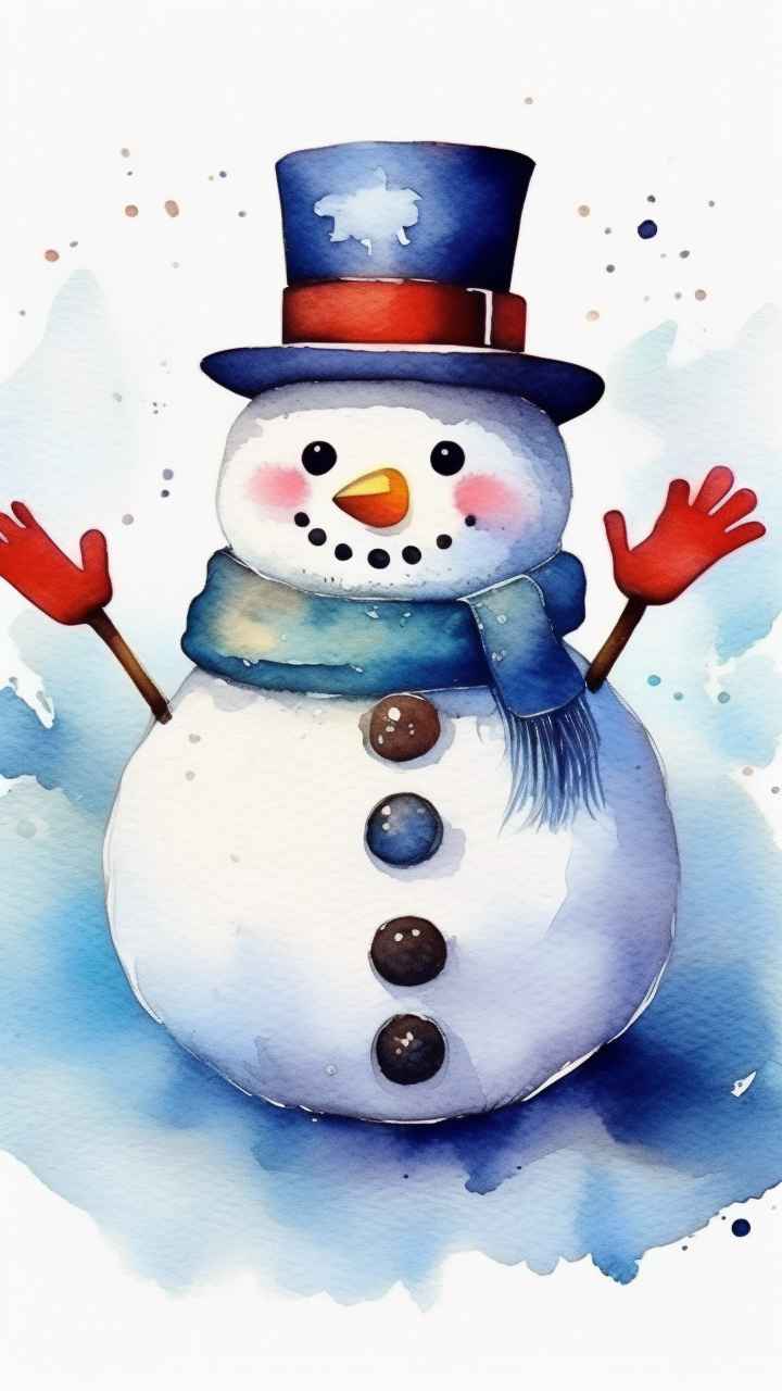 冬季插画雪人堆 100