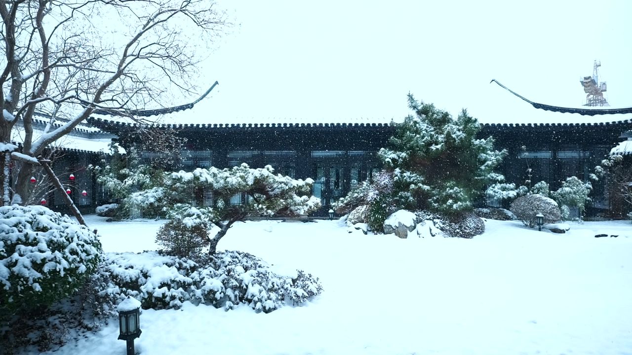 中式园林雪景 园林雪景 江南雪景 25
