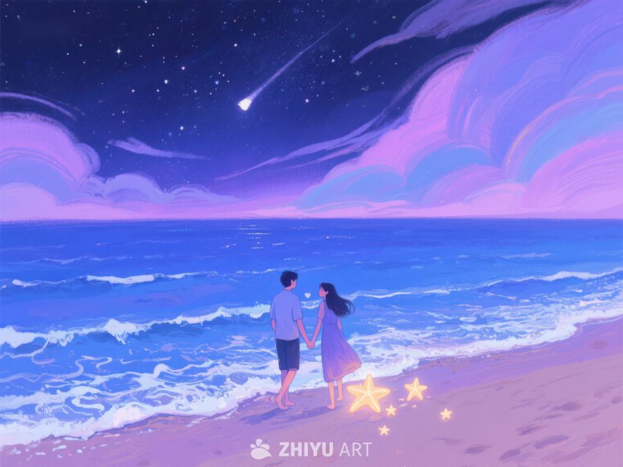 夜空下的海滩漫步 1025