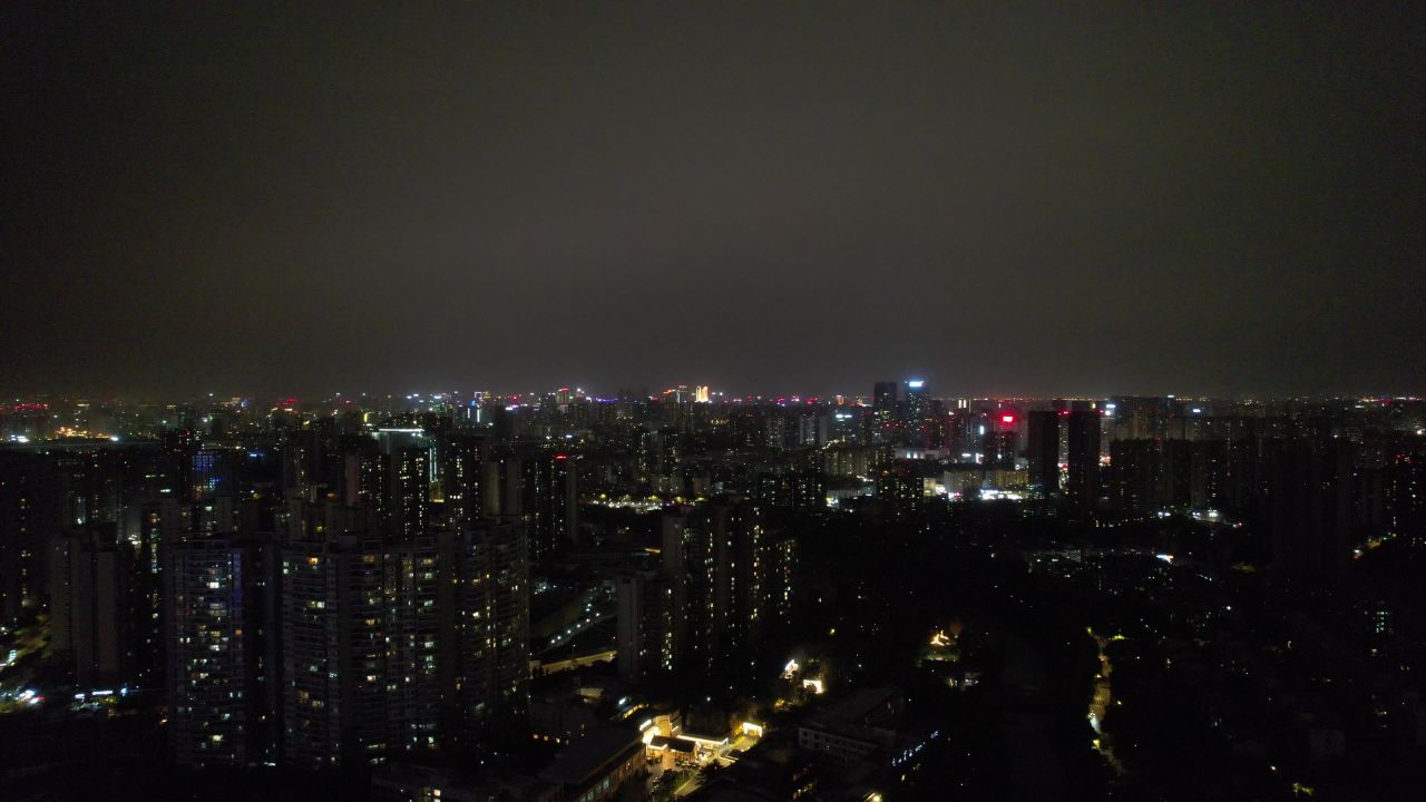 四川成都夜景大景航拍