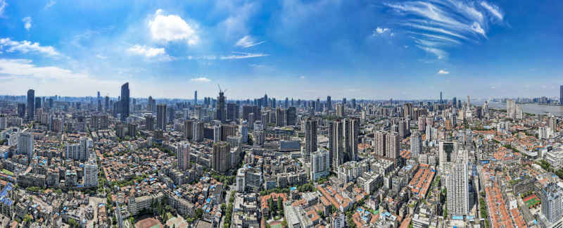 湖北武汉城市风光航拍全景区