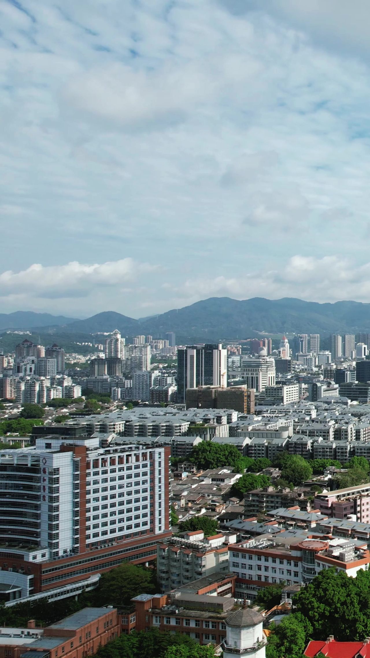 福建福州城市风光竖屏航拍 