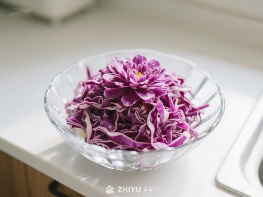 玻璃碗中的紫色卷心菜 53