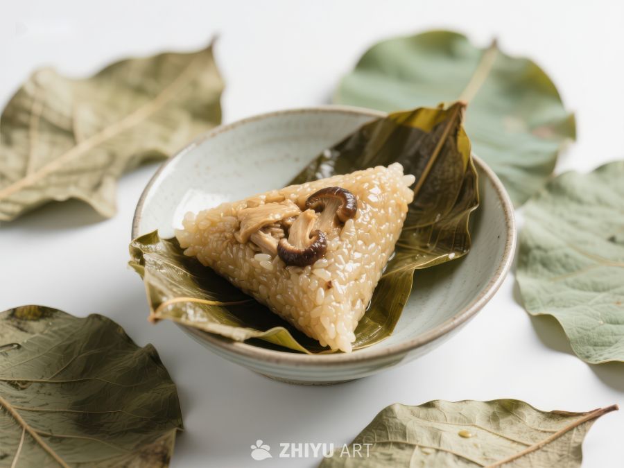 糯米粽子配香菇，竹叶点缀 779