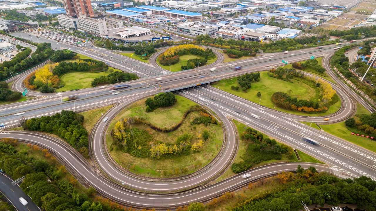 湖南长沙城市立交桥交通车流延时摄影