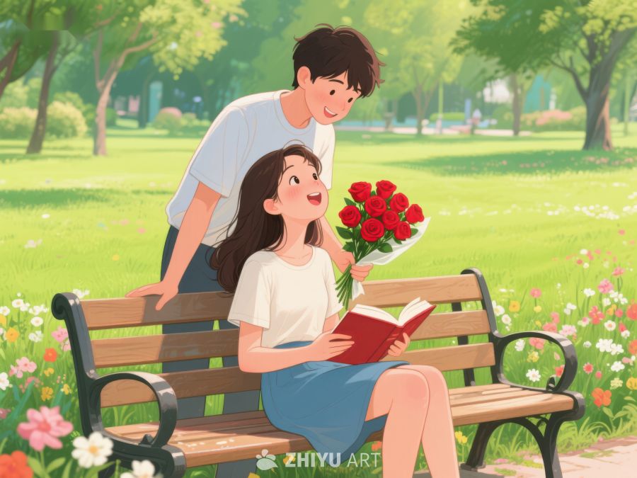 公园长椅上温馨的阅读时光 198