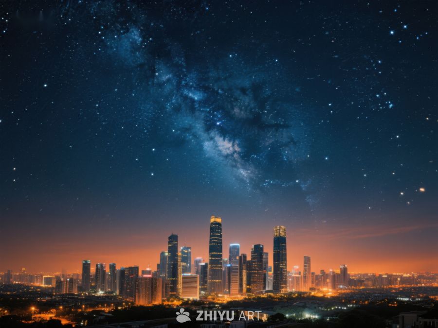 城市夜景与银河星空 12