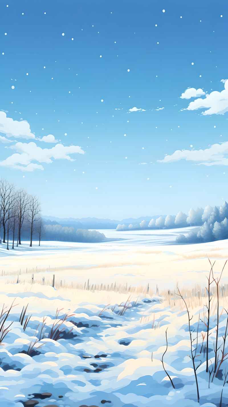 冬季唯美创意背景插画图 21