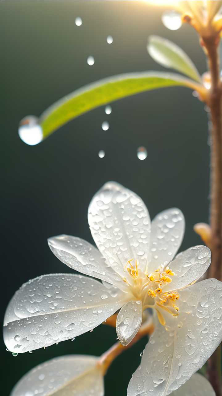 桂花水滴近景