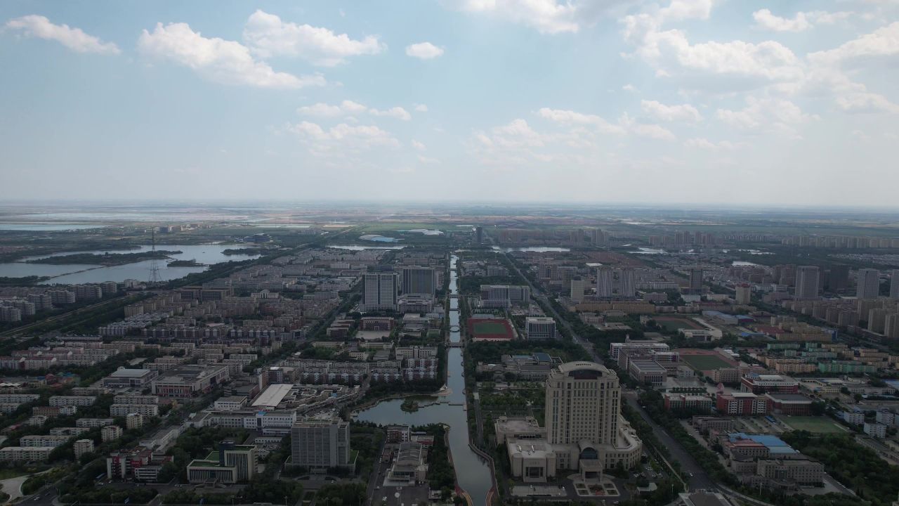 山东东营城市风光航拍  