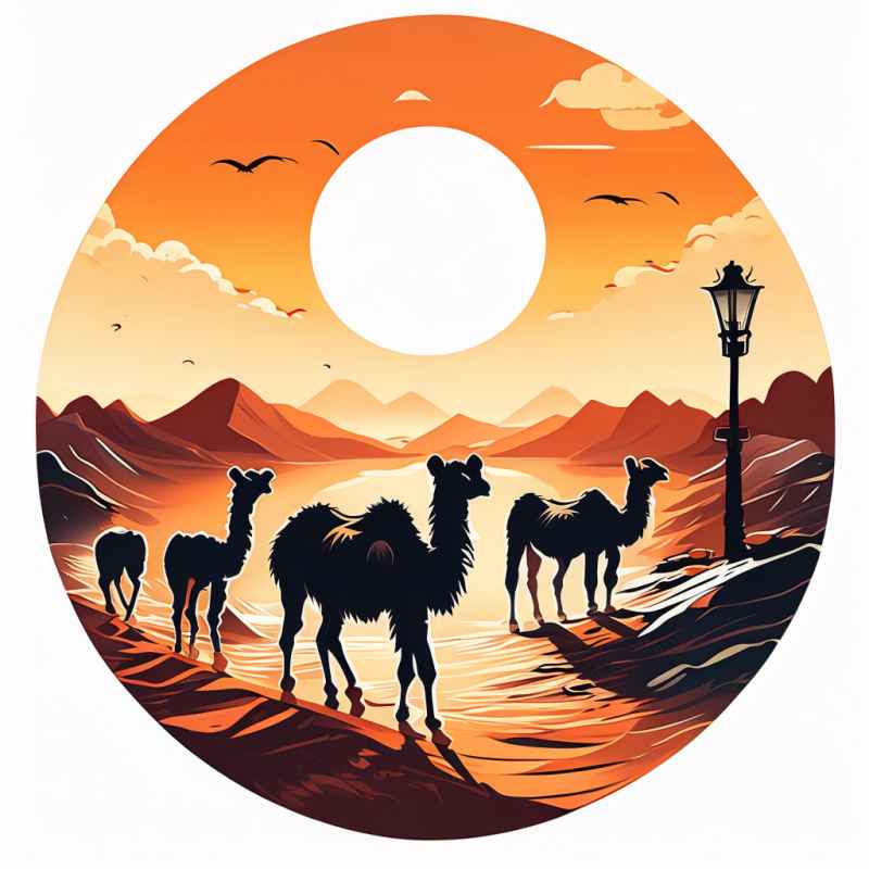 驼队沙漠丝绸之路元素插画 4