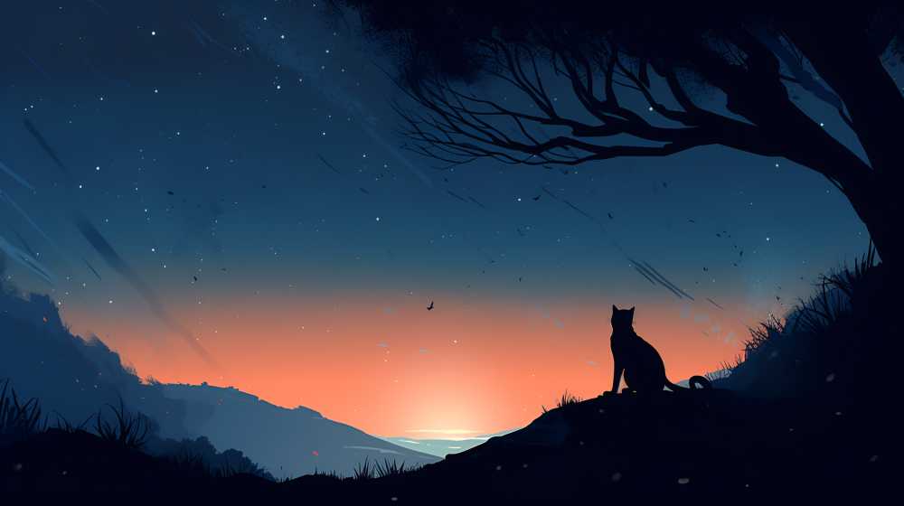 夜色下猫猫插画