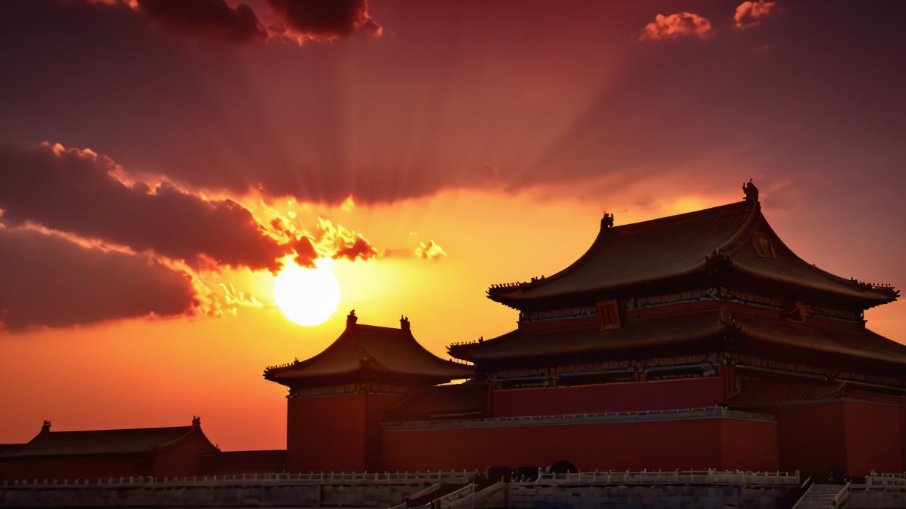 北京故宫博物院紫禁城皇城日出日落延时云海 33