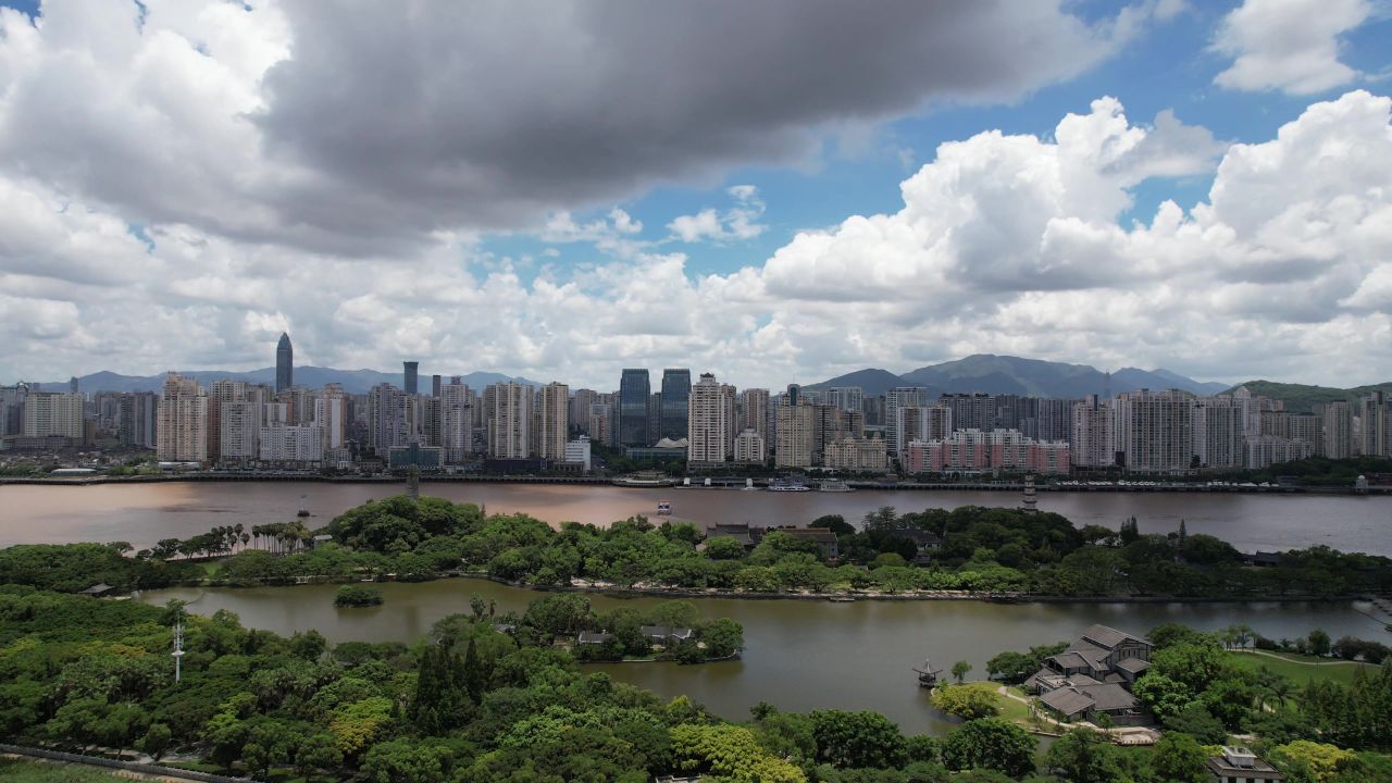 浙江温州江心屿4A景区航拍 