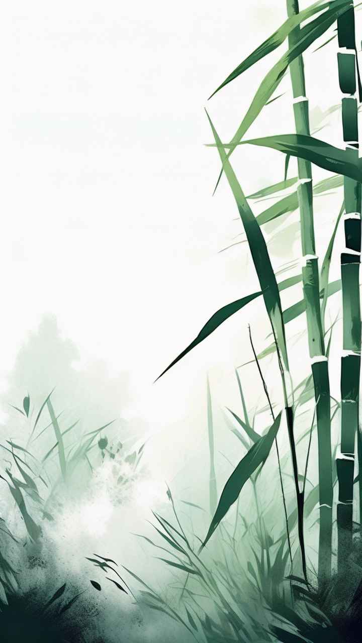绿竹水墨插画背景图 53
