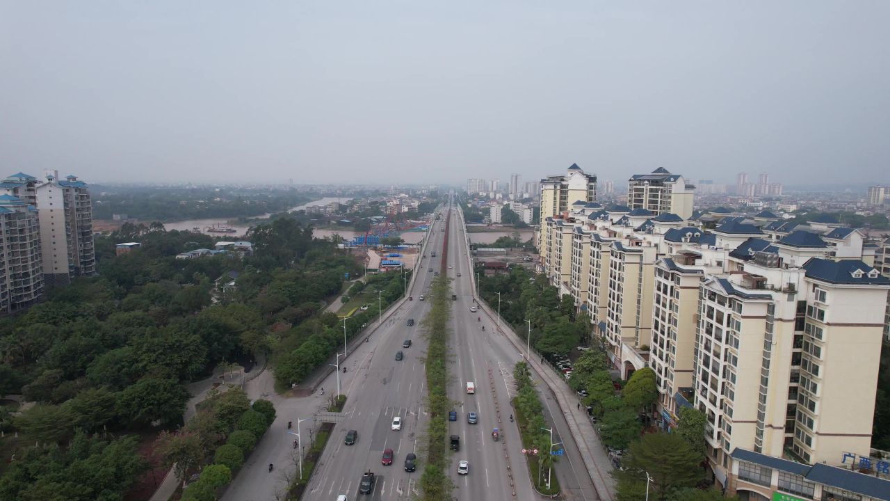  广西钦州城市大道交通航拍