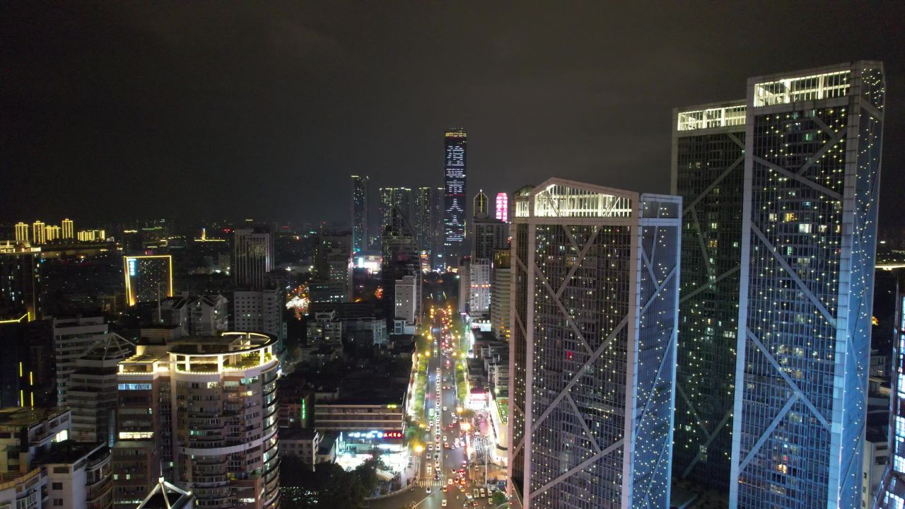 柳州城市夜景灯光航拍