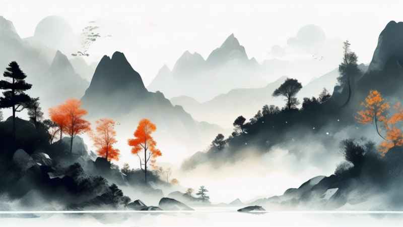 国潮山水插画风景图 45