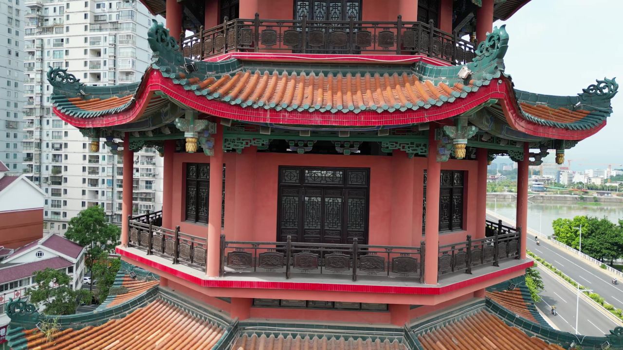 航拍福建漳州威镇阁