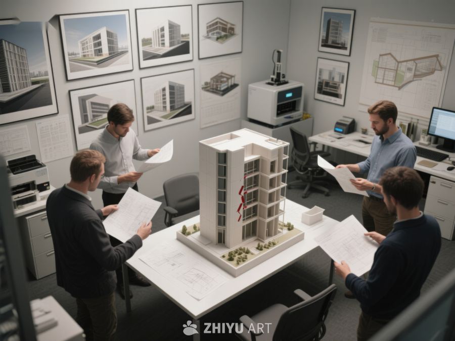 建筑师团队讨论建筑模型 156
