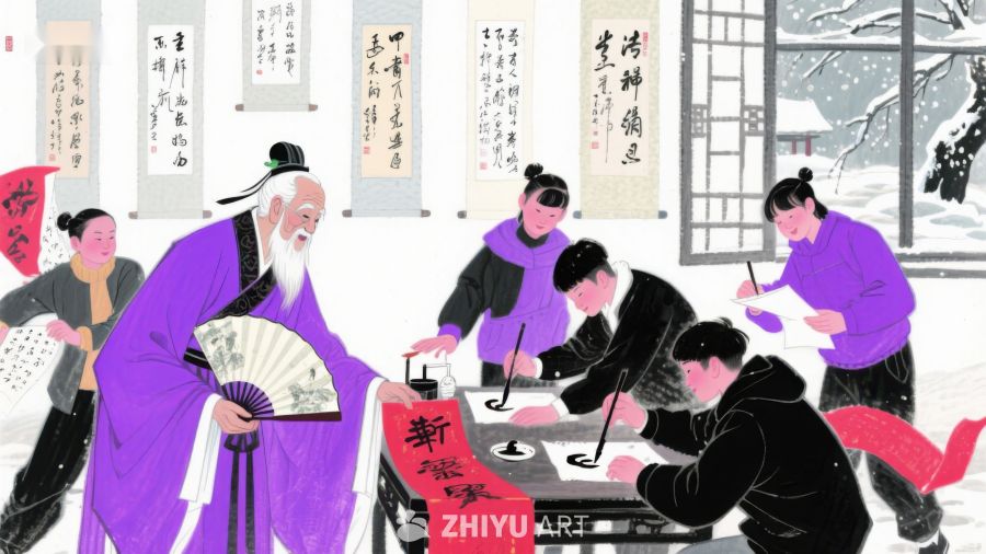 传统节日室内活动场景 70