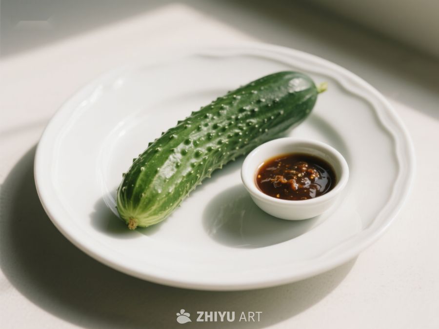 青瓜配酱碟，简约美食摆盘 309