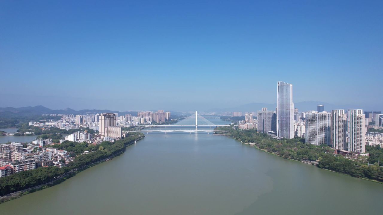 广东惠州城市风光合江大桥桥梁交通航拍 