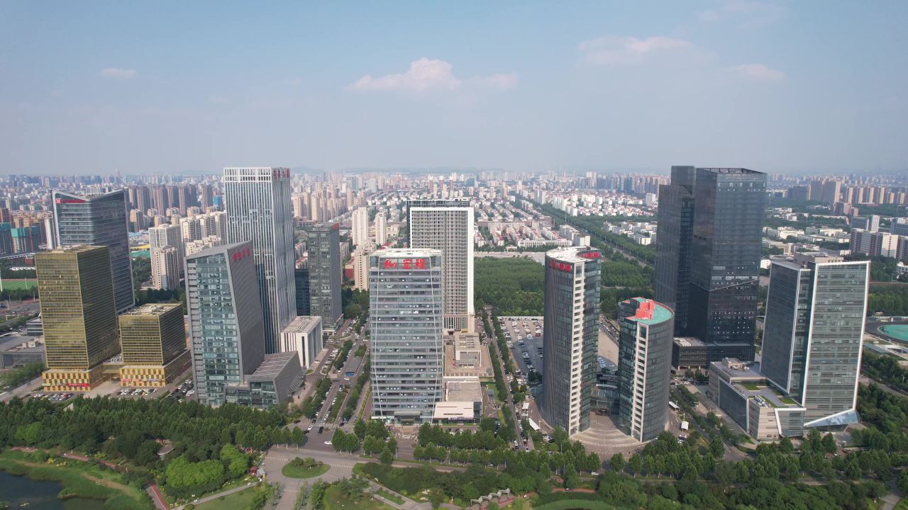 山东淄博新城金融中心CBD航拍