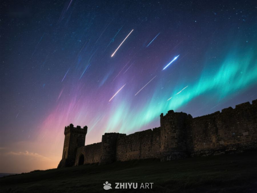 古堡夜景与极光星空 19