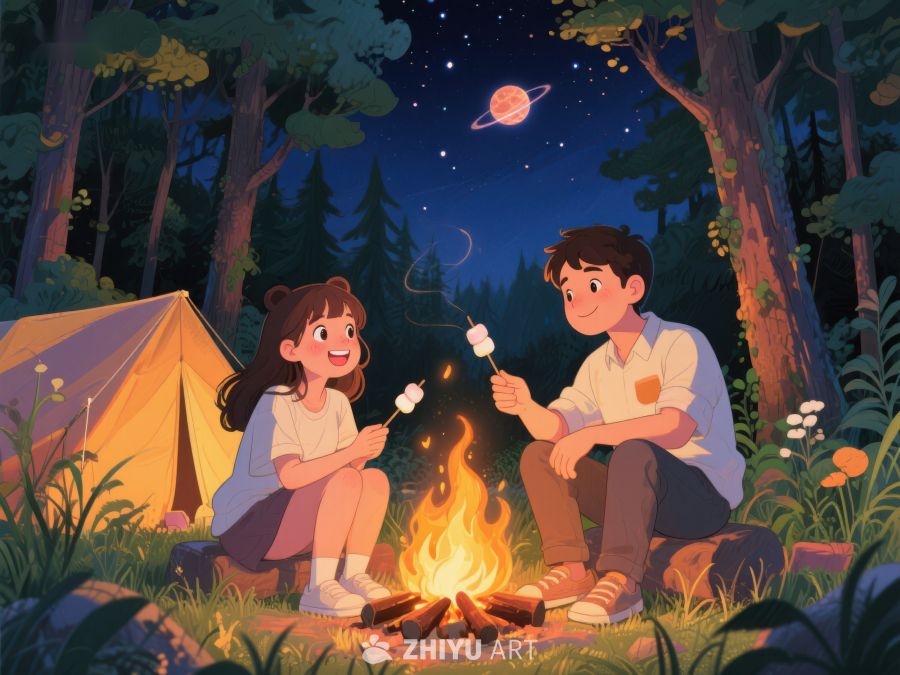 夜幕下的森林露营 1083