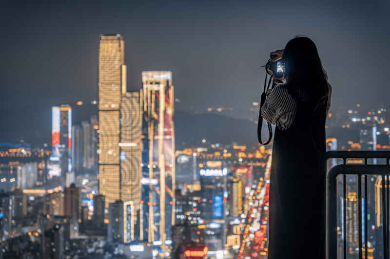 夜景下的长沙